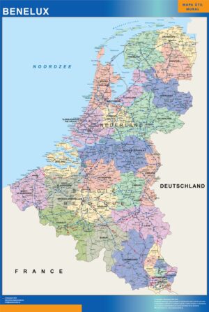 Mapa Benelux plastificado