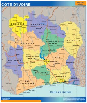 Mapa Costa Marfil plastificado