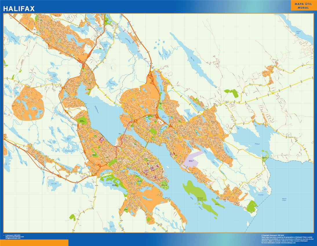Mapa Halifax en Canada plastificado