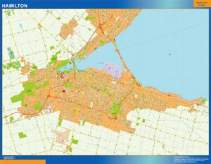 Mapa Hamilton en Canada plastificado