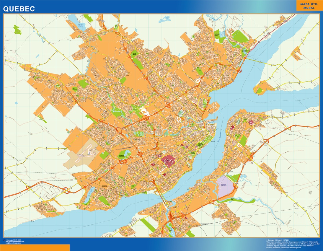 Mapa Quebec en Canada plastificado