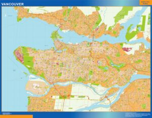 Mapa Vancouver en Canada plastificado